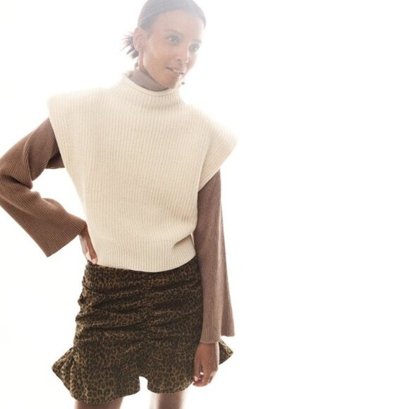 NWT Zara brown animal print ruched mini skirt, M - Picture 1 of 6